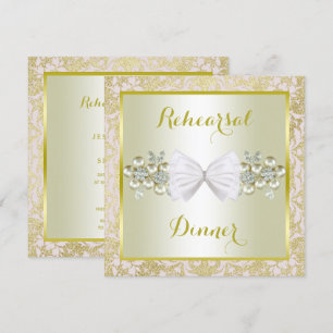 Invitation Parties scintillant d'or, dîner de répétition de d