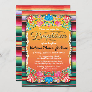 Invitation Parties scintillant d'or du Baptême Mexicain Fiest