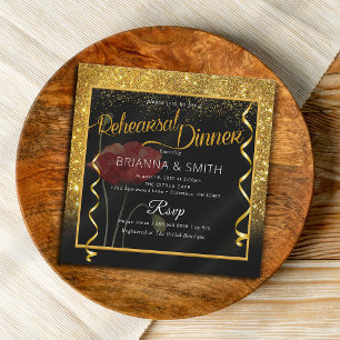 Invitation Parties scintillant d'or Élégant Dîner de répétiti