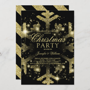 Invitation Parties scintillant d'or et de noir Feu de neige F