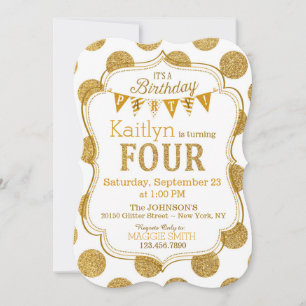 Invitation Parties scintillant d'or étincelle quatrième Invit