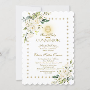 Invitation Parties scintillant d'or étincelles blanc Floral S