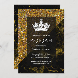 Invitation Parties scintillant d'or Faux Marbre d'or Aqeeqah 