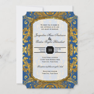 Invitation Parties scintillant d'or Faux Style de billet Typo