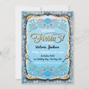 Invitation Parties scintillant d'or Fiesta mexicaine Annivers