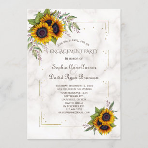 Invitation Parties scintillant d'or Fleurs de soleil géométri