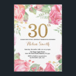 Invitation Parties scintillant d'or Floral 30th Birthday Invi<br><div class="desc">Invitation Florale 30e anniversaire pour les femmes. Aquarelle Fleur botanique florale. Parties scintillant d'or. Pignons Roses Fleurs Florales. Anniversaire adulte.
Pour plus de personnalisation,  cliquez sur le bouton "Customiser" et utilisez notre outil de conception pour modifier ce modèle.</div>