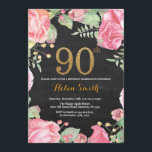 Invitation Parties scintillant d'or Floral 90th Birthday Invi<br><div class="desc">Invitation Florale 90e anniversaire pour les femmes. Aquarelle Fleur botanique florale. Parties scintillant d'or. Arrière - plan de tableau de bord. Pignons Roses Fleurs Florales. Anniversaire adulte.
Pour plus de personnalisation,  cliquez sur le bouton "Customiser" et utilisez notre outil de conception pour modifier ce modèle.</div>
