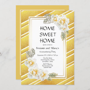 Invitation Parties scintillant d'or Floral Houseécher Party