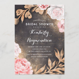 Invitation Parties scintillant d'or Floral Rustic Country Fêt