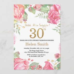 Invitation Parties scintillant d'or Floral Surprise 30e anniv