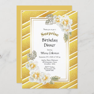 Invitation Parties scintillant d'or Floral Surprise Anniversa