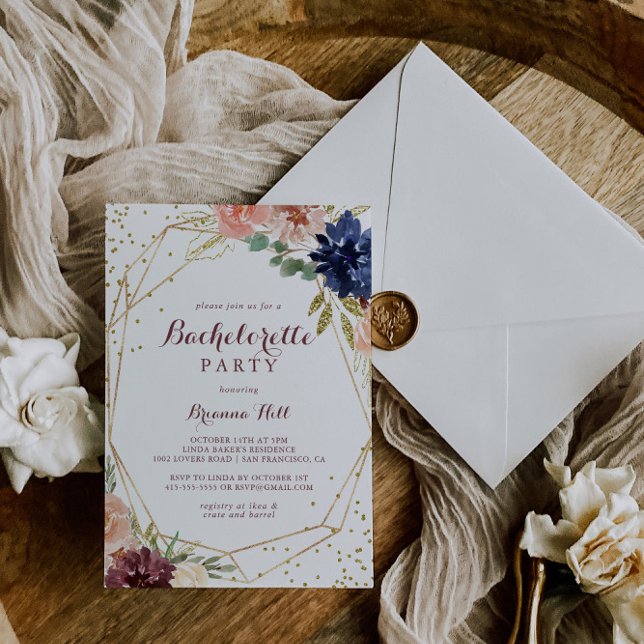 Invitation Parties scintillant d'or géométrique Rustique Bach (Créateur téléchargé)