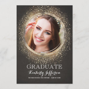 Invitation Parties scintillant d'or Glamor Moderne Graduation