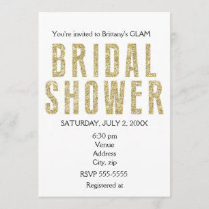 Invitation Parties scintillant d'or Glitzy Glam nuptiale de d