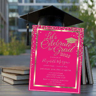 Invitation Parties scintillant d'or Graduation Cap Diamants G