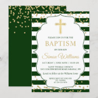 Parties scintillant d'or Green Stripes Boy Baptism