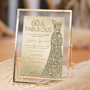Invitation Parties scintillant d'or habillées femmes 60e fête