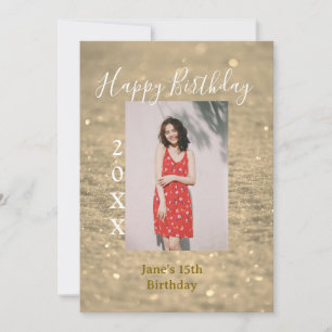 Invitation Parties scintillant d'or heureux 15e anniversaire