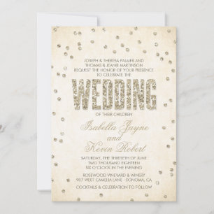 Invitation Parties scintillant d'or Look Confetti Dots Faire-