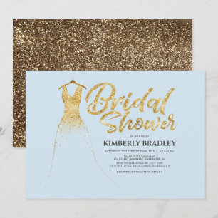 Invitation Parties scintillant d'or Mariage Gown Dusty Fête d