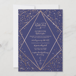 Invitation Parties scintillant d'or Marine Confetti Terrarium