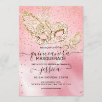 Parties scintillant d'or Mascarade en soie rose Qu