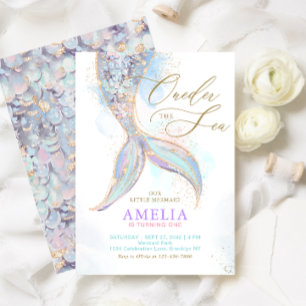 Invitation Parties scintillant d'or Mermaid Tail ONEder Sea A