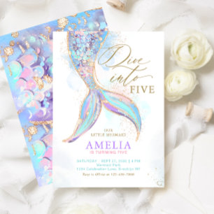 Invitation Parties scintillant d'or Mermaid Tail Plonger dans