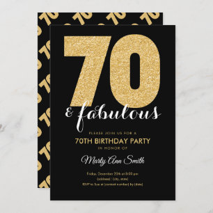 Invitation Parties scintillant d'or moderne 70 & Fabulous Bir
