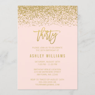 Invitation Parties scintillant d'or moderne Blush Pink Faux 3
