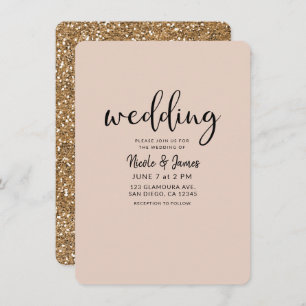 Invitation Parties scintillant d'or moderne Glam N'IMPORTE QU