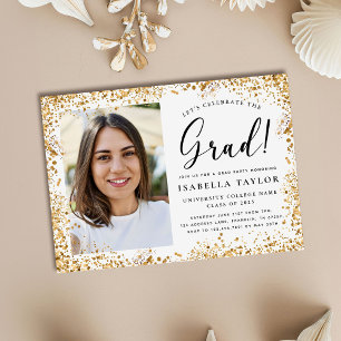 Invitation Parties scintillant d'or moderne Graduation Party