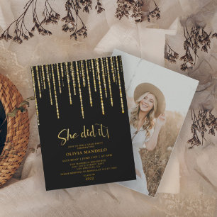 Invitation Parties scintillant d'or moderne Grand Party Photo