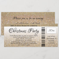 Parties scintillant d'or moderne Ticket de fête de