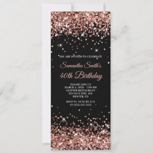 Invitation Parties scintillant d'or noir et Rose 40e annivers