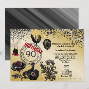 Invitation Parties scintillant d'or noir et talons hauts 90e 