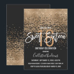 Invitation Parties scintillant d'or noir moderne Confetti Swe<br><div class="desc">Ce Sweet 16 Invitation chic et glamour est un design branché et branché qui présente une séquence de parties scintillant en or brillant à fausse impression, un abstrait dégradé de confetti ombre au sommet d'un arrière - plan noir. C'est parfait pour la fille d'anniversaire moderne et élégant avec son imprimé...</div>