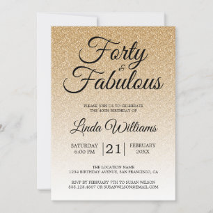 Invitation Parties scintillant d'or Ombre 40 et Sassy 40e ann