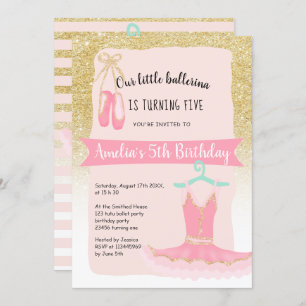 Invitation parties scintillant d'or ombre ballerina tutu 5e a