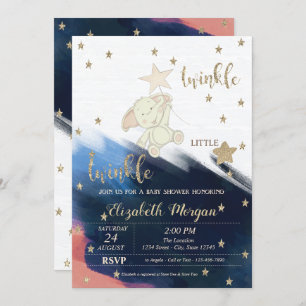 Invitation Parties scintillant d'or Ours Twinkle Baby shower