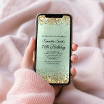 Invitation Parties scintillant d'or Pale Mint Foil 50e annive<br><div class="desc">Une invitation glamour à 50ème anniversaire pour elle pour l'impression ou le téléchargement numérique. Faux parties scintillant or brillant contre un arrière - plan de feuille de métal brossé à la menthe pâle. Customisez la calligraphie et les styles de police, la couleur et la taille nécessaires pour créer votre propre...</div>