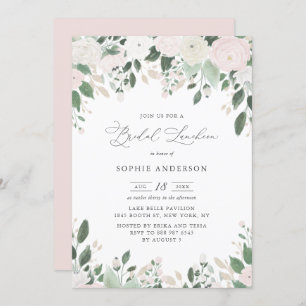 Invitation Parties scintillant d'or Pastel Flowers Feuilles