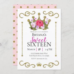 Invitation Parties scintillant d'or Pots floraux Couronne Swe