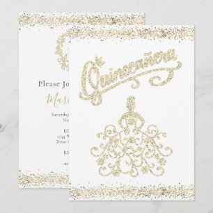 Invitation Parties scintillant d'or Quinceañera 15 Crown Invi