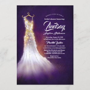 Invitation Parties scintillant d'or Robe élégante Douche nupt