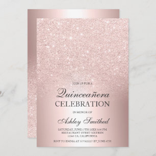 Invitation parties scintillant d'or Rose à l'ombre du papier