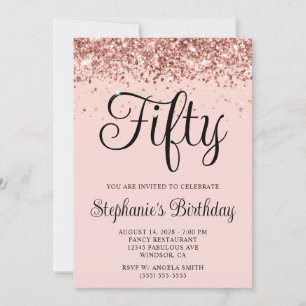 Invitation Parties scintillant d'or rose Blush 50e anniversai