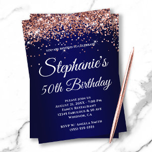 Invitation Parties scintillant d'or Rose brillant Gradient ma