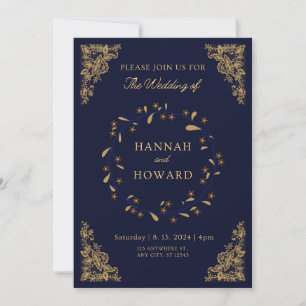 Invitation parties scintillant d'or rose confetti chic marin